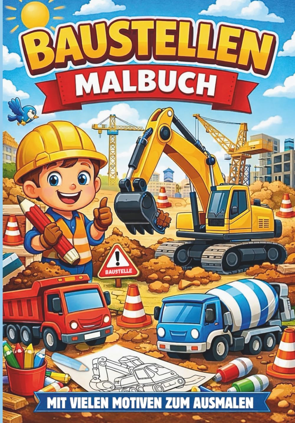 Buchcover: Mein Baustellen Malbuch