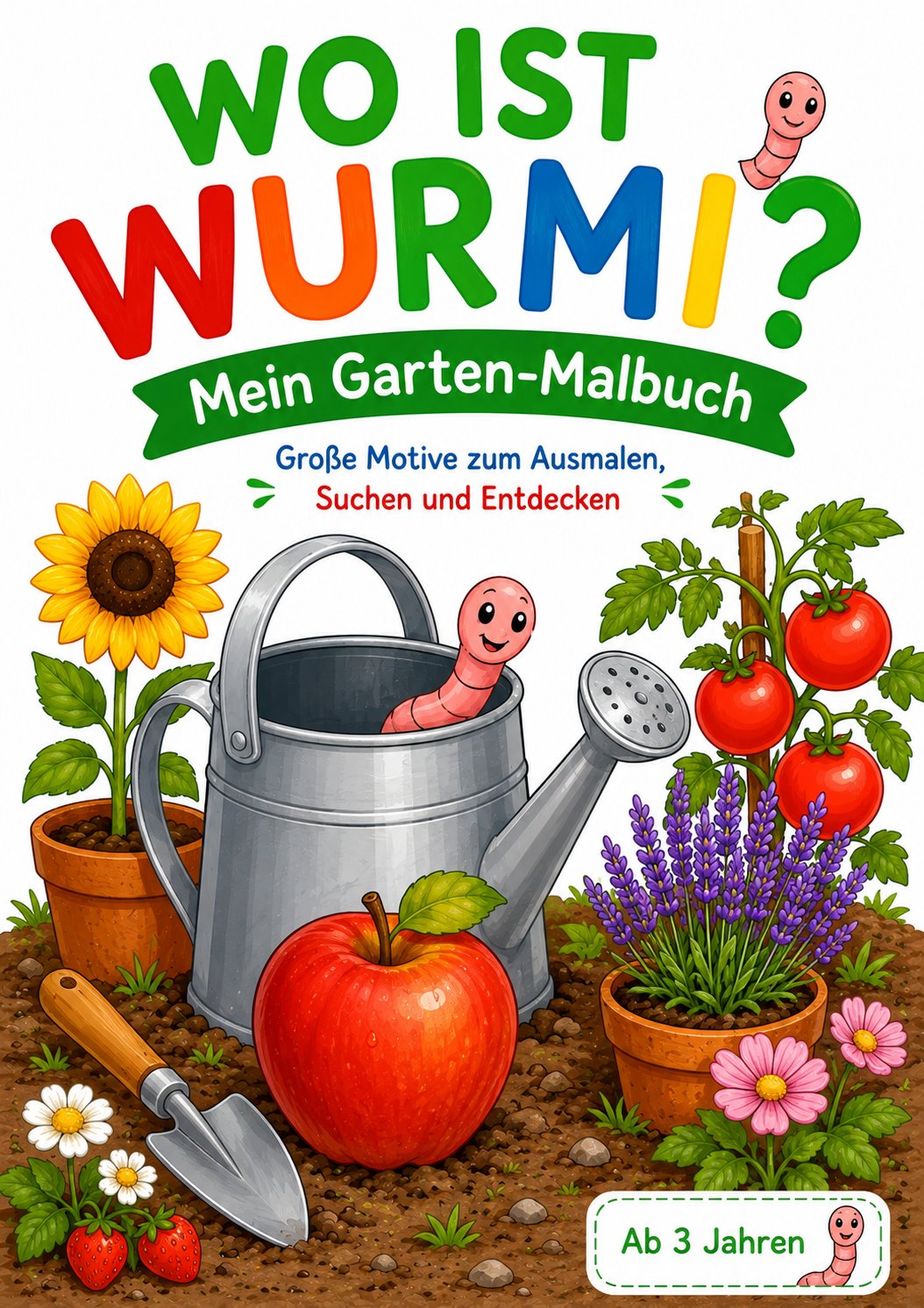 Buchcover: Wo ist Wurmi? Mein Garten Malbuch